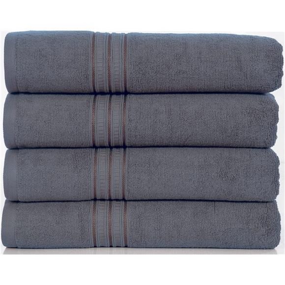 Set of 4,100% Pure Cotton Towels for Bathroom, 27x54 Soft & Absorbent - Picture 6 of 7